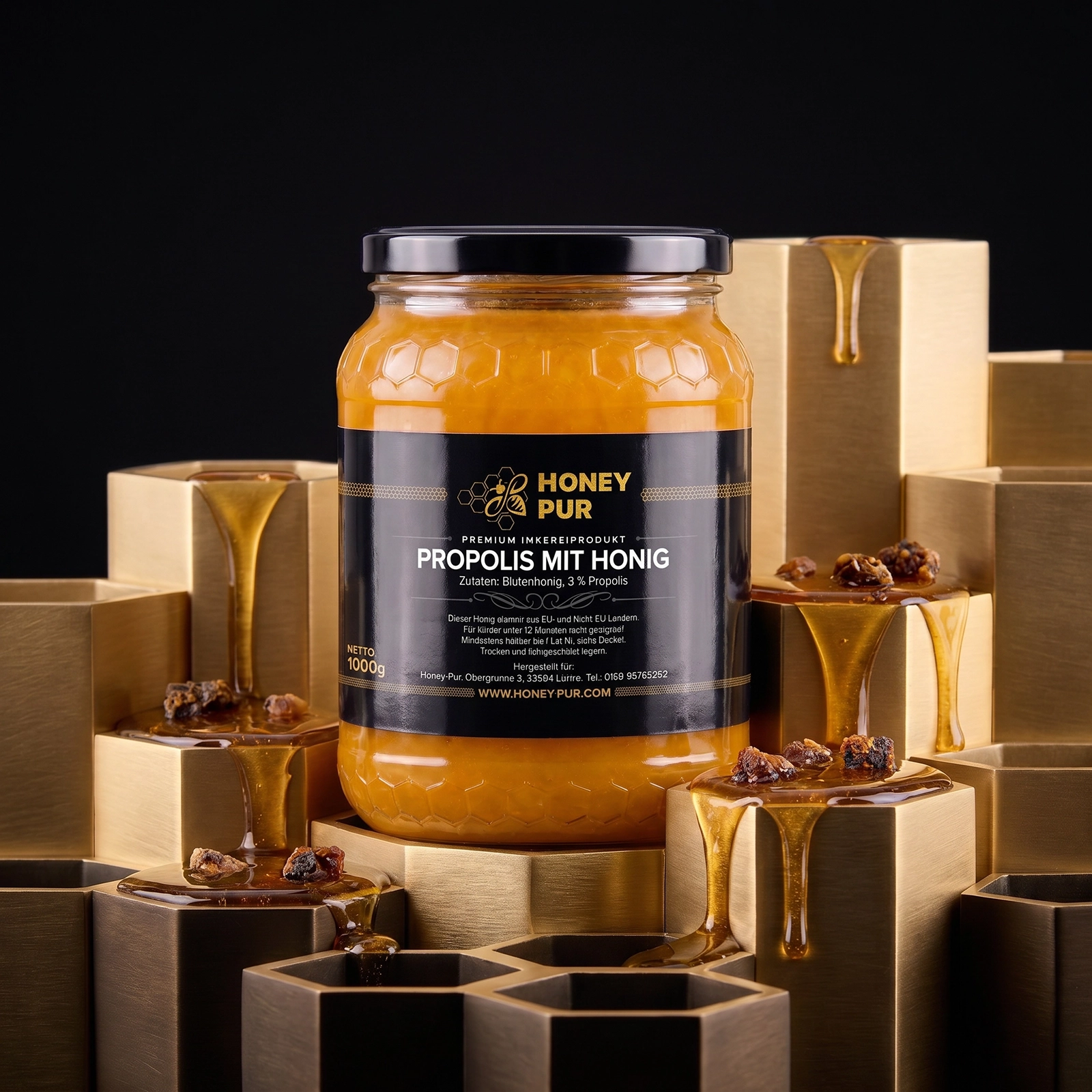 Echter Propolis Honig im Honigglas 1 KG Bienenhonig Naturprodukt ohne Zusätze