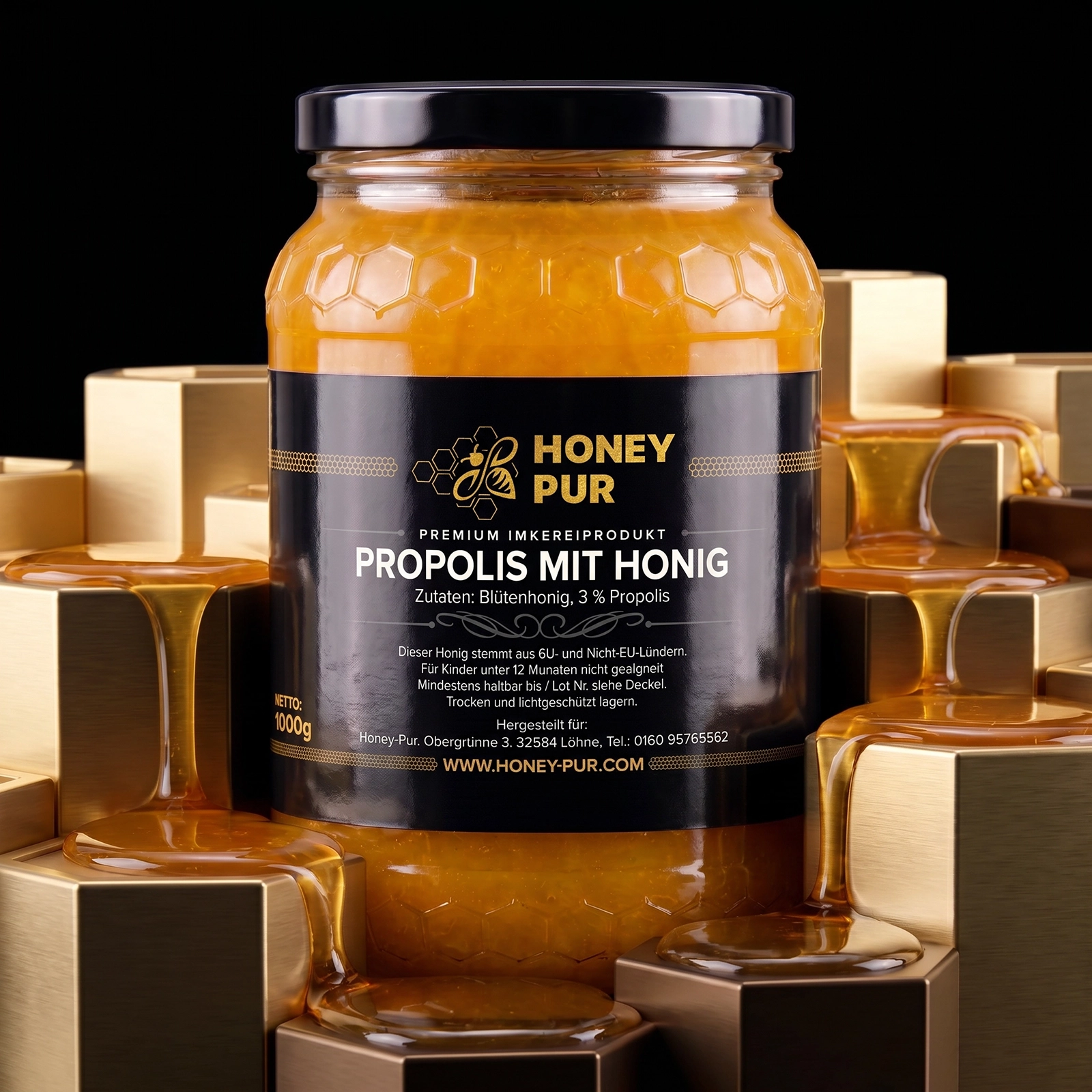 Echter Propolis Honig im Honigglas 1 KG Bienenhonig Naturprodukt ohne Zusätze
