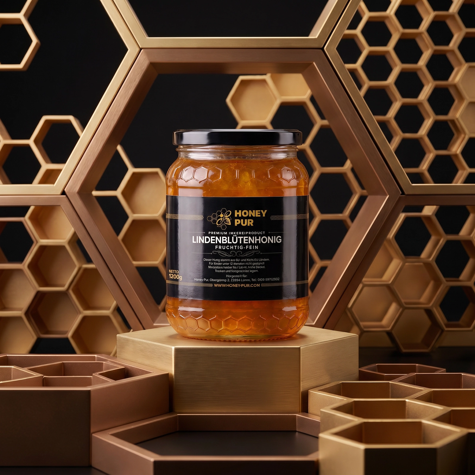 Echt Lindenblüten-Honig im Honigglas 1,2 KG Bienenhonig Naturprodukt ohne Zusatz