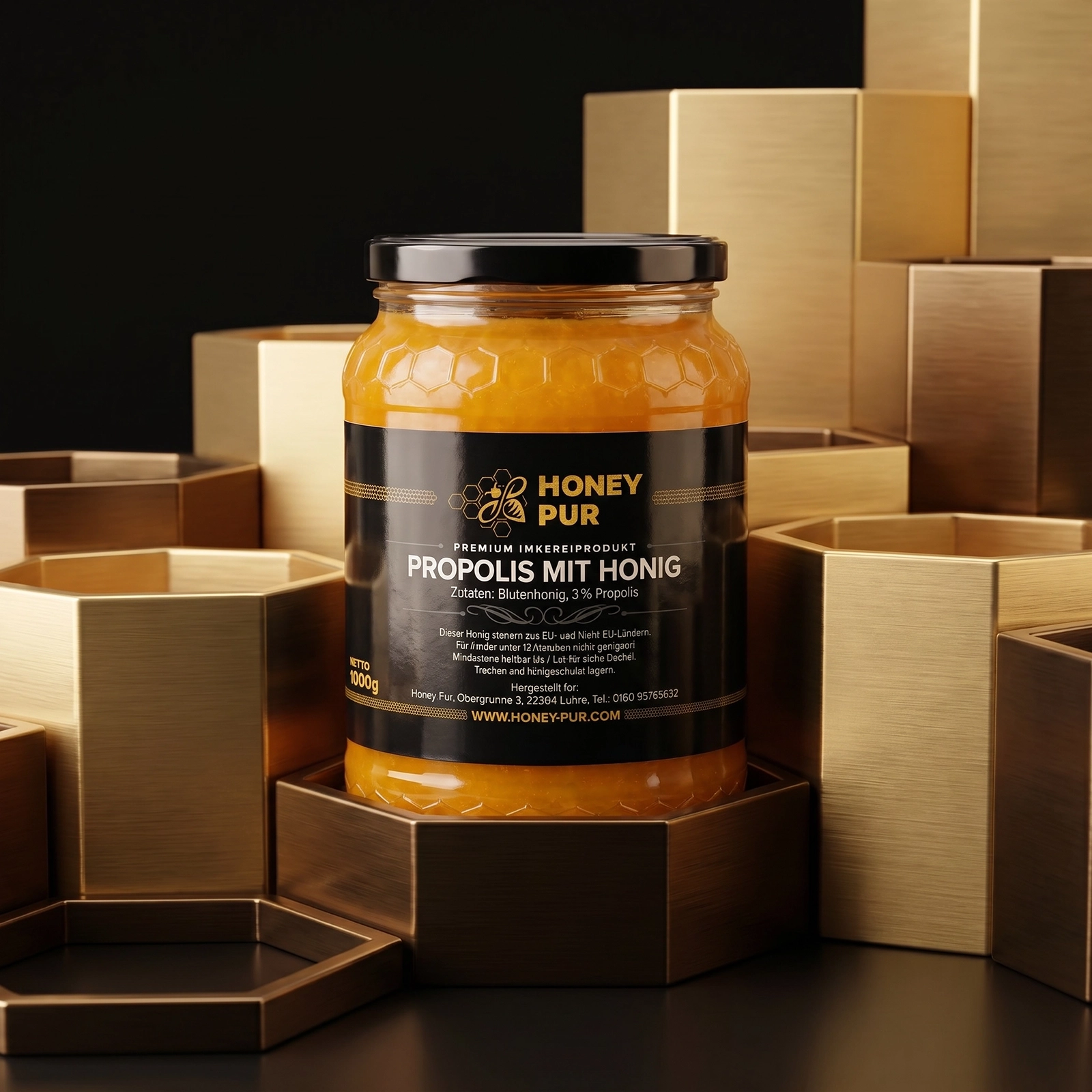 Echter Propolis Honig im Honigglas 1 KG Bienenhonig Naturprodukt ohne Zusätze