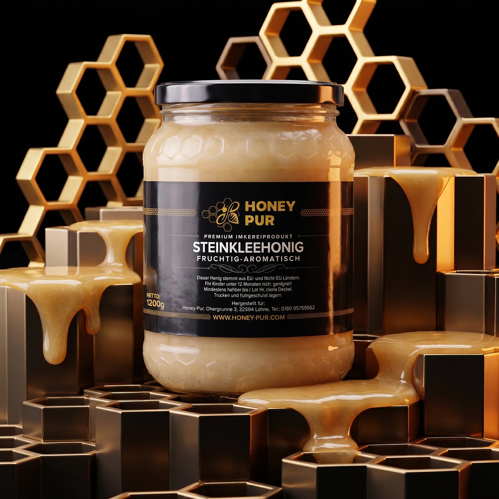 Echt Steinklee-Honig im Honigglas 1,2 KG Bienenhonig Naturprodukt ohne Zusätze